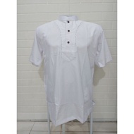 Baju Koko Pria Al Wafa Platinum Kancing Setengah Putih Polos Embos Len
