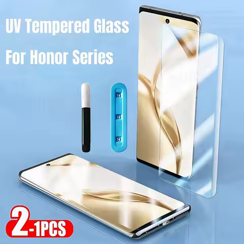 UV Liquid Full Glue Tempered Glass For Honor 200 100 90 70 Pro 50 X9b X9a X9c Curved Quality Screen 