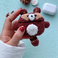 手工原創浣熊耳機套鉤織耳機套蘋果無線耳機AirPods Pro