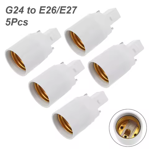 5pcs 2Pin Conductive G24 to E26/E27 Socket Adapter Gx24d Lamp Base Adapter G24d to Medium Edison Lig
