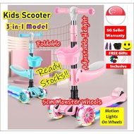[SG Stocks] 3-in-1 Foldable Adjustable Kick Scooter For Kids / Kids Scooter / Folding Scooter / Sitt