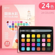 【Ready stock】固体水彩色色套装儿童水粉颜料全套画笔工具无毒分装小盒Solid watercolor  color  color set children's wate cDHqpR2BDX