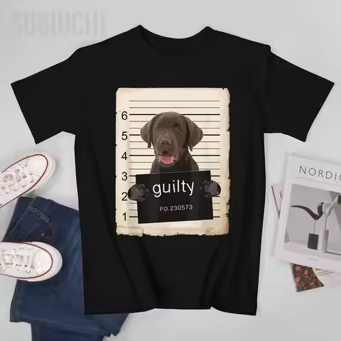 Men Chocolate Lab Labrador Retriever Dog Mug Shot Bad Dog Tshirt Tees O-neck T Shirts Women Boys 100