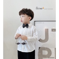 Long-sleeved white shirt with bow tie for boys, princely shirt with bow tie for kids