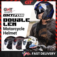 GTmotor GXT708 Double Lens Motorcycle Helmet Half Helmet Topi Keledar