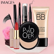 Images Makeup Set BB Cream + Powder + Contour Pen + Eyebrow Pencil + Eyeliner + Mascara + Matte Lips