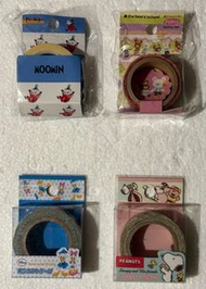 The Bear’s School、Moomin 亞美、Snoopy、Donald& Daisy膠紙卷 （$28/1）