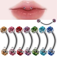1 Piece Stainless Steel Zirconia Ball Curved Barbell Eyebrow Piercing 16Gauge