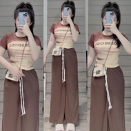 Set Áo Phối Tay Quần Suông Dây Rút Trẻ Trung Đủ Màu- HN Closet