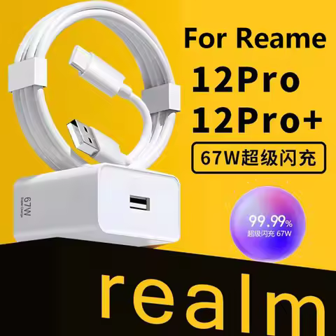 Original Realme 67W Charger EU/US SuperVOOC Fast Charging Adapter Type C Cable For Realme 12 11 10 P