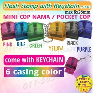 F1331 Multicolour Mini Pre-Inked Stamp with Keychain Pocket Flash Rubber Stamp Cop Nama Teacher Student Nurse 可爱迷你印章钥匙圈 School Sets