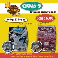 Cloud 9 Candy (2 flavours) 800g / ±320pcs - Fresh Milk & Chocolate Chews - Candy / Gula-gula / Sweet
