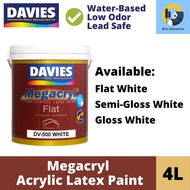 Davies Megacryl Premium Latex Paint 4 Liters (Gallon) Flat/Semi-Gloss/Gloss White Water-Based