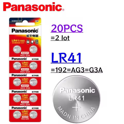 20pcs Original Panasonic AG3 LR41 Cell Coin Alkaline Battery Button Batteries SR41 192 384 SR41SW 39