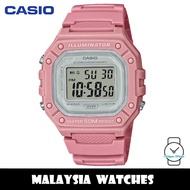 (100% Original) Casio W-218HC-4A Quartz Digital Pink Resin Women's Watch W218HC W218HC-4A W-218HC-4A