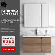 SG Stocks / 60CM. Bathroom Basin Vanity Set / PVC Basin Cabinet with LED Mirror Cabinet / SY1006-60A