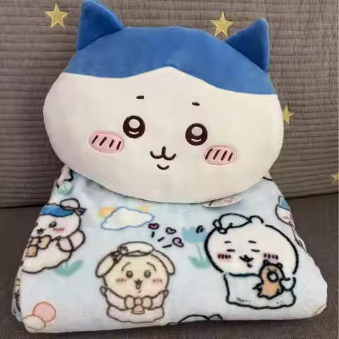 Pillow Blanket Cute Chiikawa Cartoon Usagi Hachiware Girls Office Nap Pillow Cushion Household Items