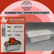 4571-P Aluminium Foil Tray with Clear Lid {5pcs} Rectangle / Rectangular My Chef Foil Tray 4571P