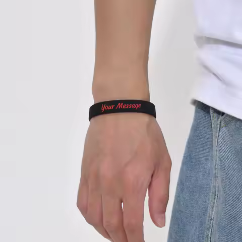 Free Custom Silicone Bracelets for Men Boys,Personalized ID Name Content Contact Number Soft Wristba