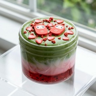 Matcha Dama Berry Slime (scented milk) matcha strawberry Slime drink slime murah malaysia by pandasl