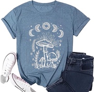 Women Mushroom Moon Graphic Sleeveless Floral Printed Aesthetic Gothic Tank Tops Hiking Adventure Na