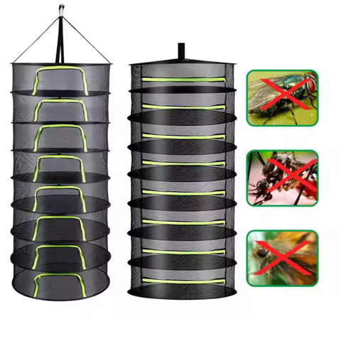 Hanging Foldable Multi Layer Drying Rack Mesh Dryer Plants Food Collapsible Drying Net Zipper Herbs 