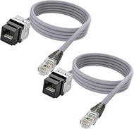 XMSJSIY CAT 6A Keystone Ethernet Extension Cable RJ45 8P8C Keystone Female to Male Connector Network
