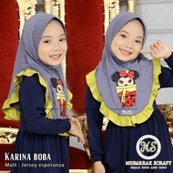 Jilbab Anak Motif Boba Mickey Kerudung Jersey Hijab Plisket Anak