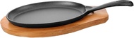 COLLBATH 1 Set Cast Iron Skillet Deep Frying Pan Baking Pans Frying Pans Roaster Pan Baking Tray Bread Loaf Pan Non Stick Griddle Pan Daily Use Pancake Pan Wooden Cooking Pot Single Handle