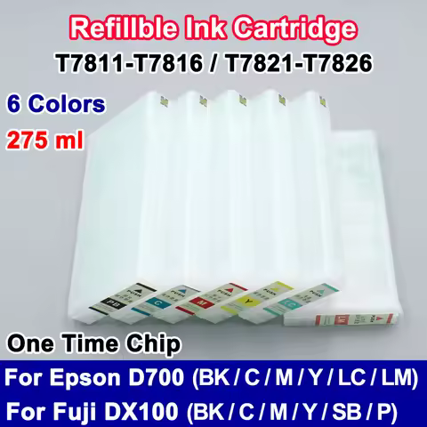 6Color T7811 T7811-T7816 T7821 T7821-T7826 Empty refillable ink cartridge with disposable Chip for E