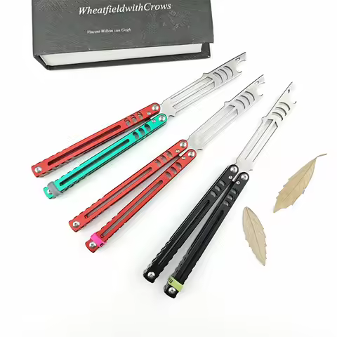Balisong Training Folding Knife 440C Blade Aluminum Alloy Handle Outdoor Trainer Tanto EDC Pocket Kn