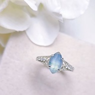 |招財女神|A貨翡翠冰玻藍紫飄花起螢大馬眼10mm純銀鍍18k蕾絲戒指