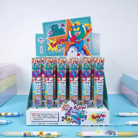 6Pcs Cartoon Anime Crayon Shin-chan Neutral Pen Blind Box Speed Dry Smooth 0.5mm Black Water Pen Stu