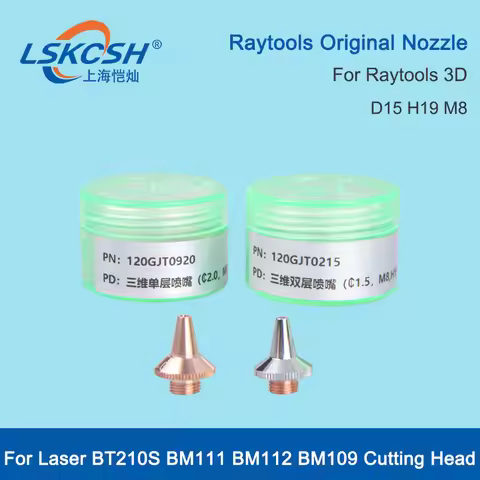 LSKCSH Raytools Original 3D Laser Nozzle M8 D15 H19mm 3D Cutting Nozzle Single & Double Layer For BT