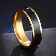 HITAM Ring Men Women Titanium Black Yellow Trim Boys Girls Boys Girls Couole Fiance