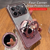 Honor Win RT 5G 2025 Plating Glitter Mirror Holder Silicone Shockproof Case For Honor Win 5G HONOR W