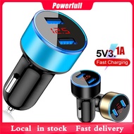 [Value Choice] 3.1A USB Car Charger 2 Ports LED Display Fast Charging Universal Micro Type C Adapter