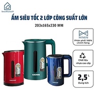 Ấm Siêu Tốc 2 Lớp Cuckoo MINIIN- Ấm Đun Nước Siêu Tốc Công Suất Lớn 1500W Dung Tích 2.5L - Hàng Chín