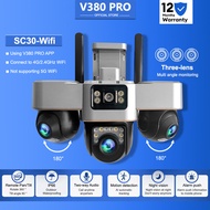 V380 Pro CCTV Outdoor SC30 WiFi Three Lens 360° Monitoring Wireless IP66 Waterproof Night Vision Cam
