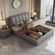 Luxury Bed New Style Italian Bed Household Red Bed Storage Main Net Leather Modern Small Apartment S