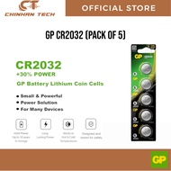 GP Lithium Coin Cells Battery CR2032 [ Card of 5s ] (5004LC AWI L14 EA2032C BR2332 LF1/2V LM2032 RFA