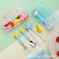 Hukou Training Chopsticks Spoon Fork Three-Piece Set Children's Food Supplement Practice Chopsticks 