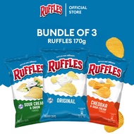 Bundle of 3 Ruffles Potato Chips Original Cheddar  Sour Cream Sour Cream  Onion 170g