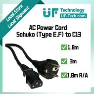 UFTECH Schuko (Type E, F) to Straight/Right Angle C13 AC Power Cord Cable 1.8m/3m