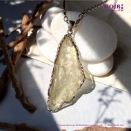 HOJB Authentic Libyan Desert Golden Tektite Rough Stone S925 Pendant 23x57mm(18.8g) 聚寶軒纯正利比亚陨石(黄金沙漠陨