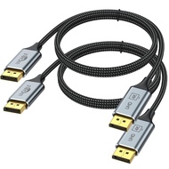 DisplayPort Cable 2-Pack, 6 Ft DP Cable Cord 2K@165Hz 144Hz, 4K@60Hz, Gold-Plated Braided High Speed
