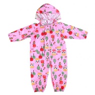 Childrens Cartoon Raincoat Kid Jumpsuit Hooded Rainwear One-Piece Rain Coat Cover Suit Boy Girl Wate