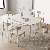 CreaminsWind Stone Plate Dining Tables and Chairs Set round Table Foldable Modern Simple Home Small Apartment Dining Table