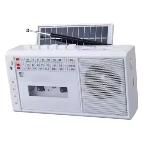 Compact Cassette Tape Player Vintage Radio Tape Recorder AM Radio Solar ,Support SD Card, for Park T