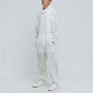 不可退換 /涼感透明高領連身工裝服(男)-香檳白